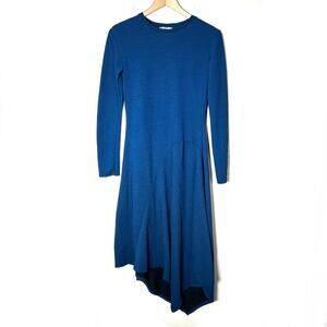 Zara long sleeve royal blue asymmetrical maxi dress size small S B53